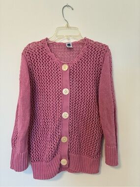Gap pink crochet cardigan